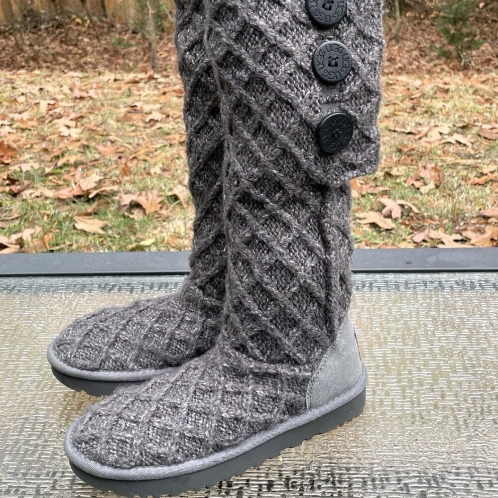 Ugg Cardy Winter Tall Knitted Lattice Boots Woman's 6